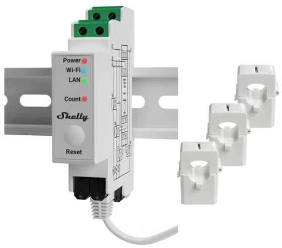 Shelly PRO 3EM 400A profesionalus elektros sąnaudų skaitiklis
