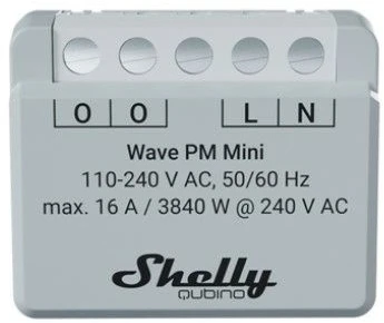 Shelly Qubino Wave PM Mini Z-Wave® išmanusis energijos skaitiklis, 1 kanalo, 16 A.