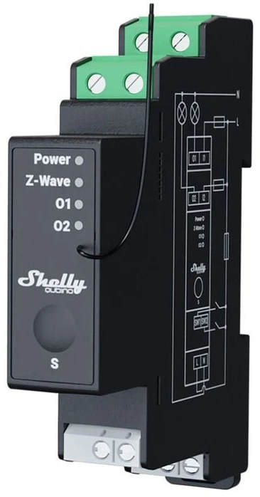 Shelly Qubino Wave Pro 2PM​ profesionalus 2 kanalų DIN bėgio išmanusis jungiklis su energijos matavimu.