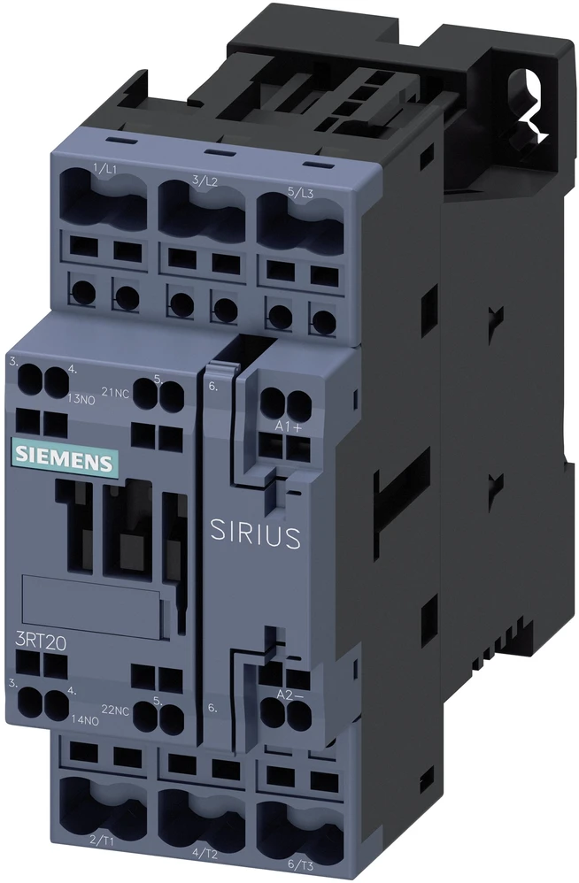 Siemens SIRIUS 3RT Dydis S0, 3RT2 Kontaktorius, 24 V nuolatinės srovės ritė, 3 polių, 25 A, 11 kW, 3NO, 400 V kintamosios srovės