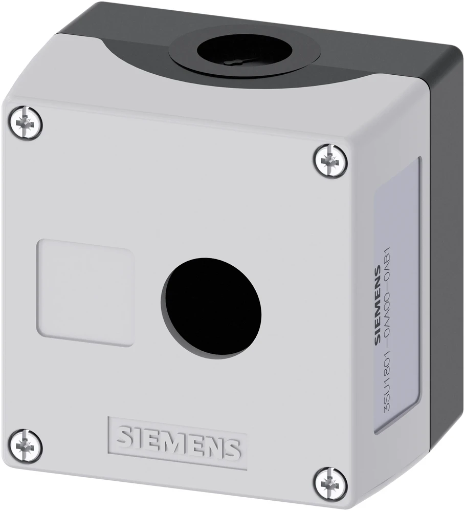 Siemens kasetės korpusas 1 skylės 22mm juoda-pilka M20 (3SU1801-0AA00-0AB1)
