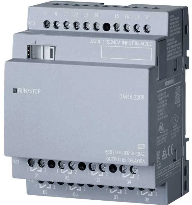 „Siemens Modulis“ skaitmeninis įėjimas/išėjimas 230 V nuolatinė srovė/relė su logotipu! DM16 230R (6ED1055-1FB10-0BA2)