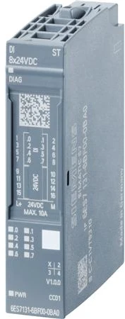 Siemens SIMATIC ET 200SP, MODUL WEJŚĆ BINARNYCH, 8 WEJŚĆ (24V DC) STANDARD, PODSTAWKI BU - A0 6ES7131-6BF01-0BA0