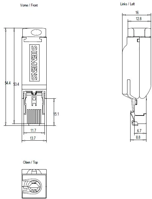 Siemens Tiesioginė metalinė kištukinė jungtis Ethernet laidui (6GK1901-1BB10-2AA0)