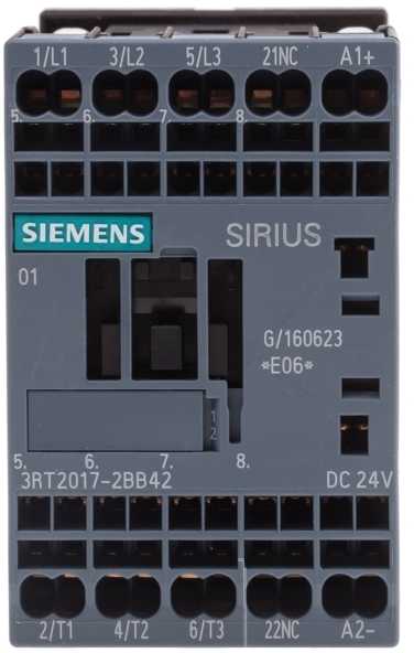 SIEMENS kontaktorius 5,5 kW, 400 V AC, 12 A esant AC33 poliui, 1 NC, valdymo įtampa 24 V DC, dydis S00, spyruoklinis gnybtas