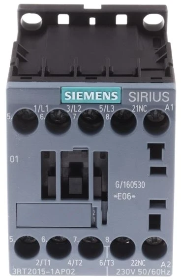 Siemens maitinimo kontaktorius 7A 3P 110V AC 0N 1R S00 (3RT2015-1AP02)