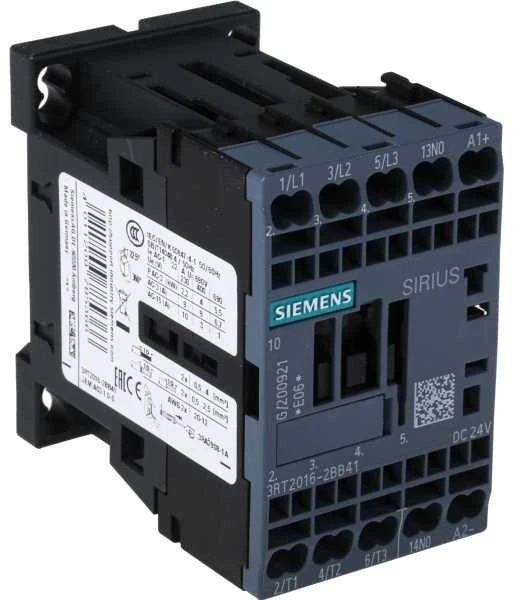 Siemens Maitinimo kontaktorius 9A 3P 24V DC 1Z 0R S00 (3RT2016-2BB41)