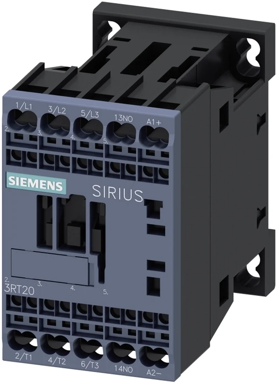SIEMENS kontaktorius 3kW, 400V AC, 7A ties AC33 poliais, 1NO, valdymo įtampa 24V DC, dydis S00, spyruoklinis gnybtas