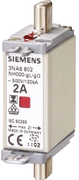 Siemens 80A NH saugiklis, NH000, 500V kintamosios srovės