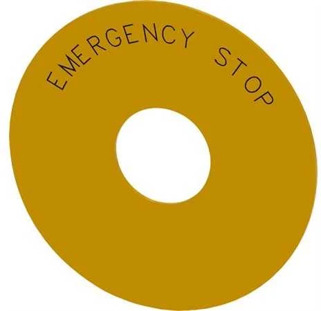 Siemens geltona etiketė EMERGENCY STOP 75mm