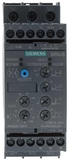 „Siemens“ švelnaus paleidimo įrenginys, 3 fazių, 200–480 V kintamoji srovė, 25 A, 11 kW / 400 V, Uc = 110–230 V kintamoji/nuolatinė srovė, S0 (3RW4026-1BB14)