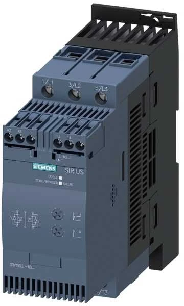 Siemens Švelnaus paleidimo 3 fazių jungiklis 200–480 V kintamoji srovė 45 A 22 kW / 400 V Uc = 24 V kintamoji / nuolatinė srovė S2 (3RW3036-1BB04)