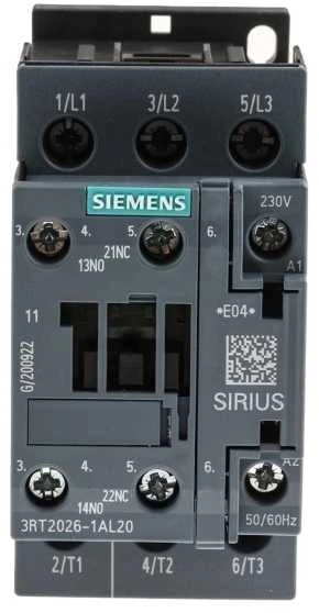 Siemens Maitinimo kontaktorius 25A 3P 230V AC 1NO 1NC S0 (3RT2026-1AL20)