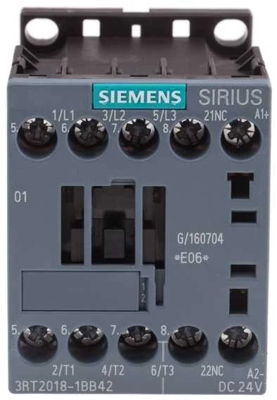 Siemens Kontaktorius 7,5 kW/400 V, dc 24 V 3RT2018-1BB42