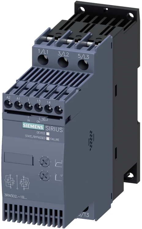 Siemens Softstart 3-fazowy 200-480VAC 25A 11kW/400V Uc=24V AC/DC S0 (3RW3026-1BB04)