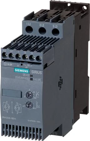 Siemens Švelnus paleidiklis, 3 fazių, 200–480 V kintamoji srovė, 38 A, 18,5 kW / 400 V, Uc = 24 V kintamoji/nuolatinė srovė S0 (3RW3028-1BB04)
