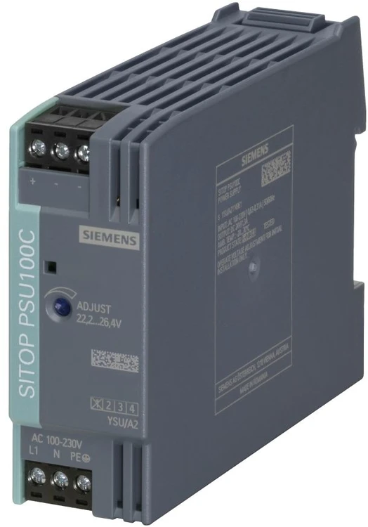 Siemens SITOP PSU100C/1ACDC/12VDC/2A, vidaus, IP20, įvairiaspalvis, CE, RoHS, REACH, 30 mm, 80 mm