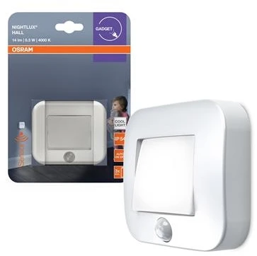 Sieninis šviestuvas Osram 0,25W LED sieninis naktinis šviestuvas NIGHTLUX, baltas, 4000K, su baterija ir judesio davikliu, IP54