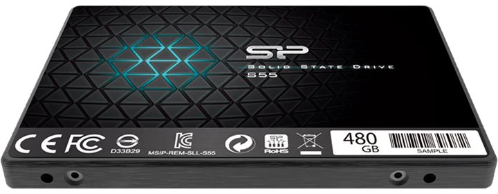 Silicon Power Slim S55 480 GB, SSD form factor 2.5", SSD sąsaja SATA, Rašymo greitis 440 MB/s, Skaitymo greitis 550 MB/s
