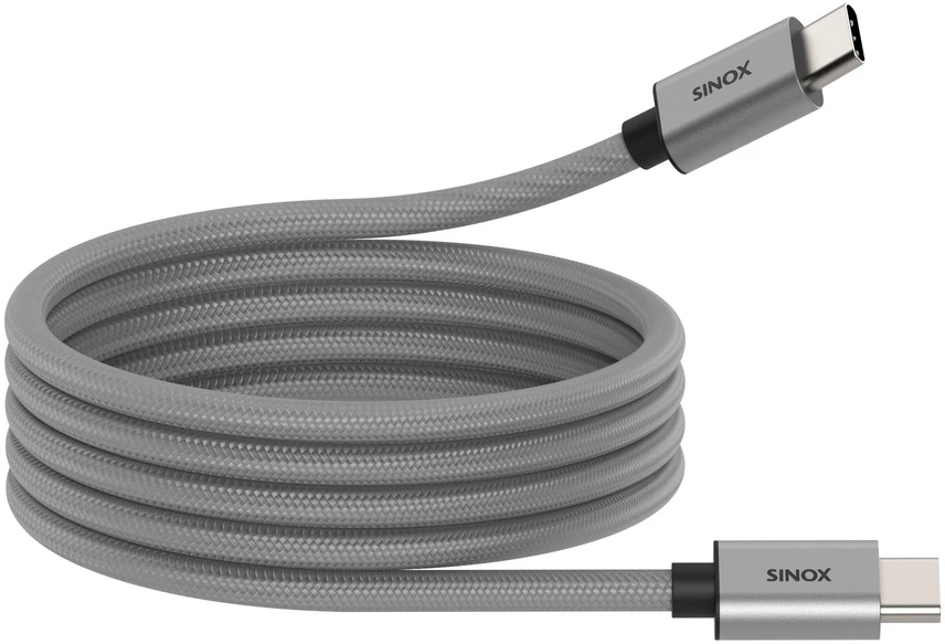 Sinox Beslag Sinox PRO USB C 2.0 magnetinis kabelis. 1 m. Pilkas, 1 m, USB C, USB C, USB 2.0, 0,48 Gbit/s, Pilkas