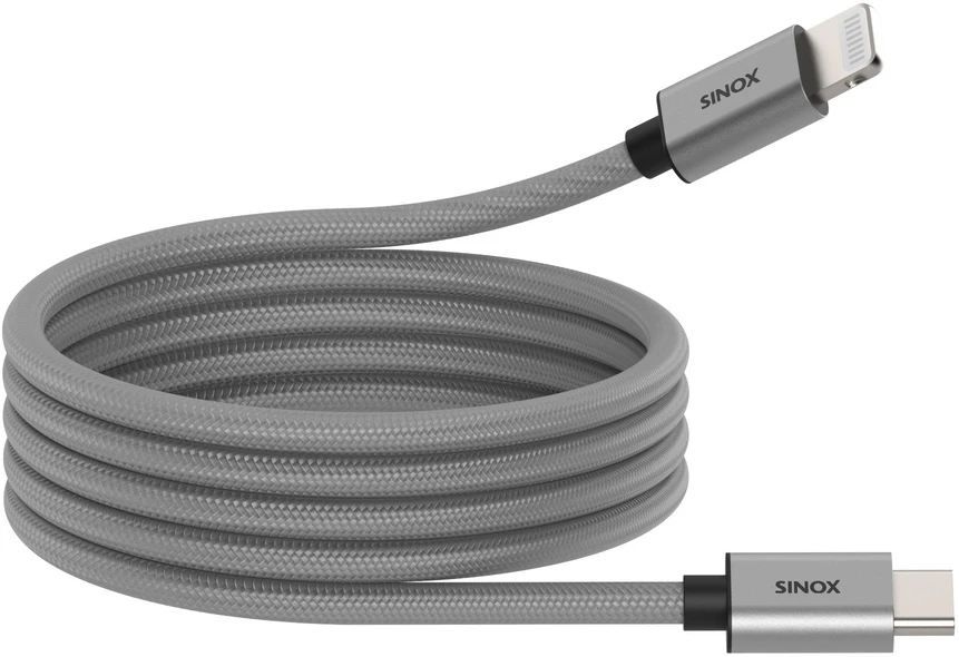Sinox Beslag Sinox PRO USB C į Lightning magnetinis kabelis. 1 m. Pilkas, 1 m, Lightning, USB C, Vyrinis, Vyrinis, Pilkas