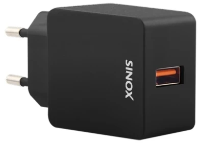 Sinox iMedia QC3.0 230V USB A įkroviklis. 3,0A. Juoda