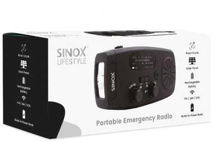 Sinox kompaktiškas avarinis radijas. Juodas.