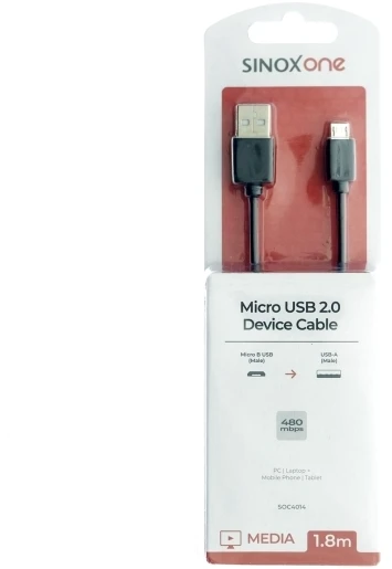 Sinox Vienas USB A – Micro USB kabelis. 1,8 m. Rūšis