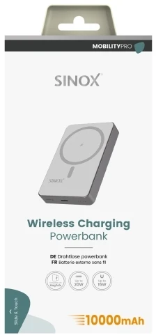 SINOX PRO SXP9100 belaidis išorinis maitinimo šaltinis 10000 mAh 20 W PD, pilkas