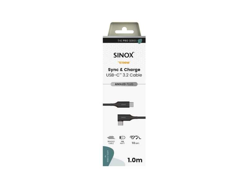 Sinox PRO USB C 3.2 Gen 2 kampuotas kabelis. 1m. Juoda
