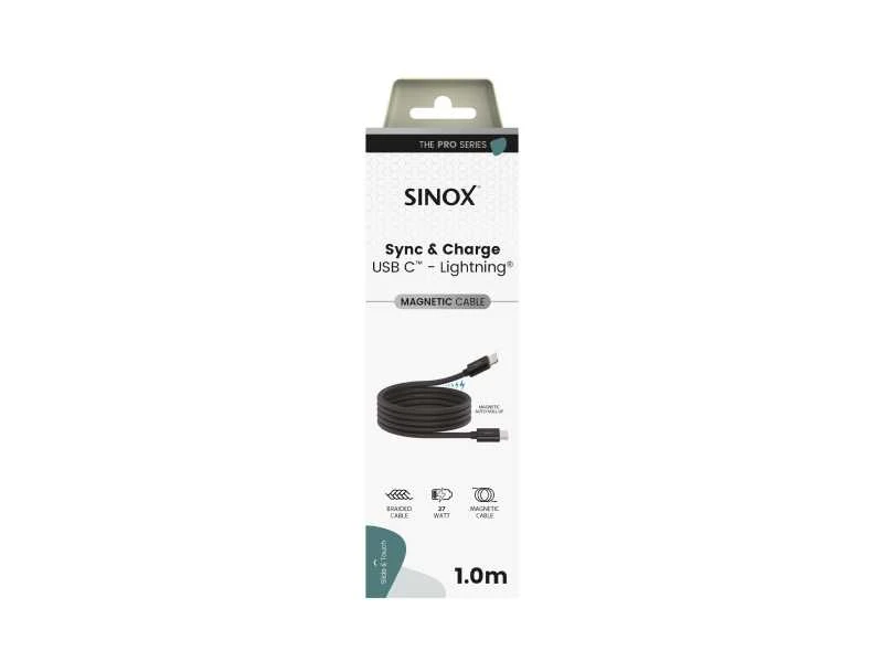 Sinox PRO USB C į Lightning magnetinis laidas. 1 m. Juodas.