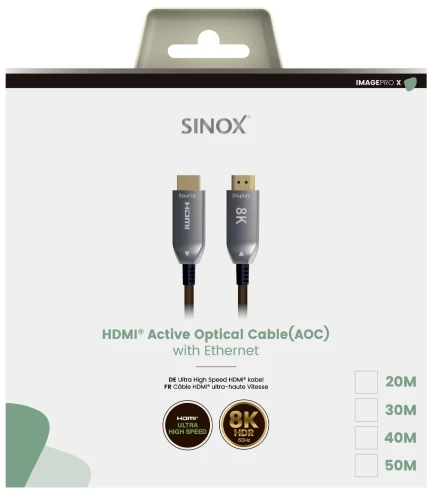 Sinox ULTRA HDMI™ optinis kabelis 8K60Hz+E. 30m. Juoda