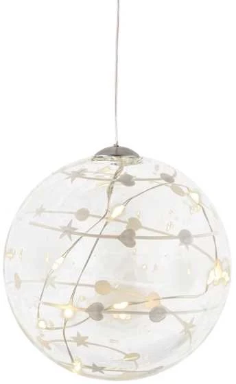 „Sirius Home Sweet Christmas Ball“, Šviečiama dekoracijos figūrėlė, Permatomas, Stiklas, 8 lemputės, LED, Baterija