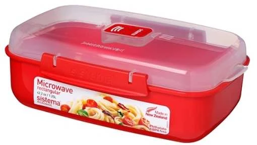 Sistema Stačiakampė mikrobangų krosnelėje šildoma priešpiečių dėžutė, 1,25 l, raudona