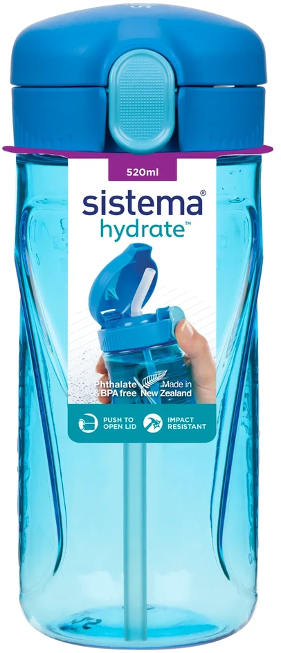 Gertuvė Sistema 520 ml tritano greitai atidaromas butelis, mėlynas