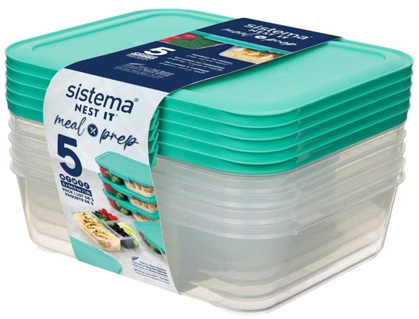Sistema Nest-It maisto laikymo konteineriai - komplektas 5 vnt (Aqua)