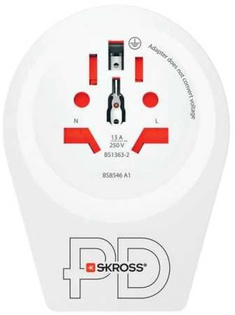 Skross 1.500290, F tipas, universalus, B tipas, A tipas, B tipas, C tipas, G tipas (JK), I tipas (AU), J tipas (CH), L tipas (IT), N tipas (BR), 100–250 V, 50–60 Hz
