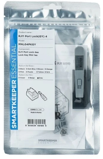 Tinklo Saugumo Prietaisas - SmartKeeper MNL04PKGY 4 RJ11 Prievadų Blokatoriai Pilki