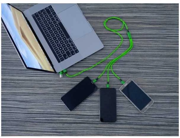 USB kabelis USB-A + USB-C - USB-C 1.2 m Žalias (SMRTER_HYDRA_ULT_GN)