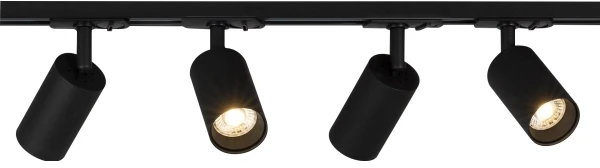Solar Plus Prožektoriaus šviestuvo „Focus Track“ GU10 komplektas, vienfazis, juodas, pakreipiamas 90°, pasukamas 350°, vienfazis adapteris, IP20. Į komplektą įeina 4 šviestuvai.