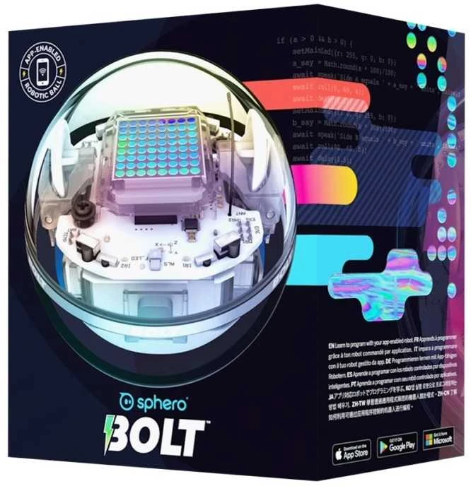 Sphero Smart žaislas Bolt Wi-Fi, Bluetooth, Sphero Bolt - išmanus žaislas išmokti koduoti žaidžiant., iOS ir Android, Baterijos garantija 6 mėn.
