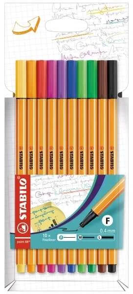 Stabilo Fineliner POINT 0,4 mm 10 spalvų dėžutėje