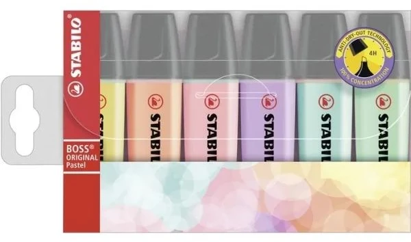 STABILO tekstinių žymeklių rinkinys BOSS ORIGINAL, pastelinės spalvos, 6 vnt., 70/6-2