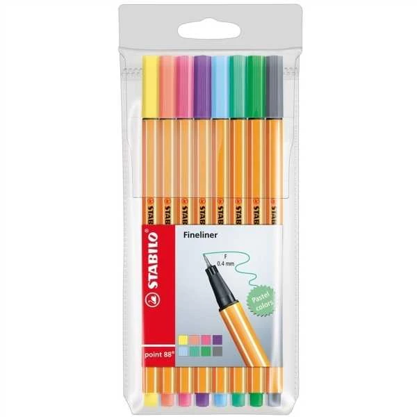 88 TAŠKAS APDAILOS PENTER RINKINYS 8 SPALVOS PASTELĖS STABILO 88/8-01