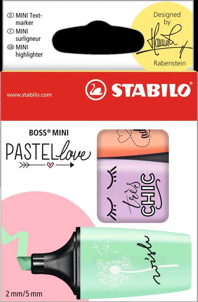 Stabilo Zakreślacz Boss Mini Pastellove 3 spalvų (283420)