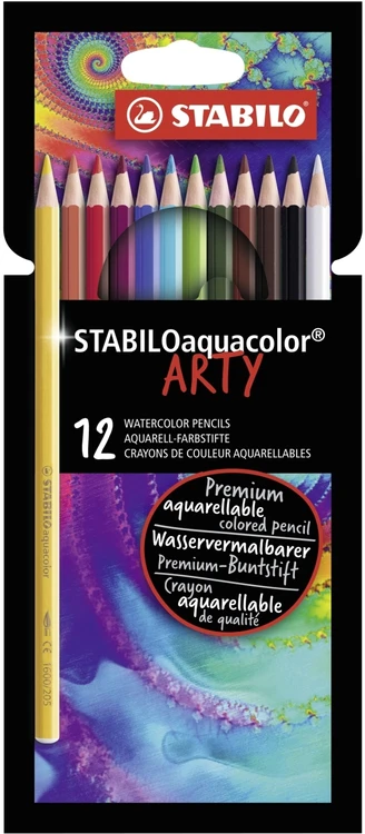 STABILO Watercolour crayons "Aquacolor ARTY", 12 different colours