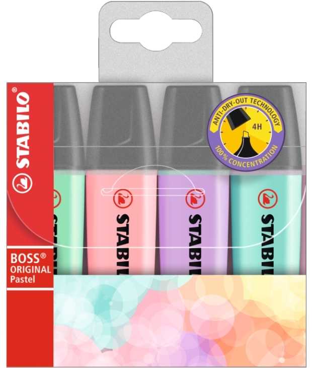 Stabilo Highlighter Boss Pastelinis dėklas 4 spalvų STABILO