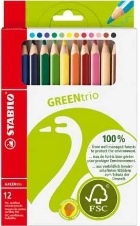 Stabilo GreenTrio spalvoti pieštukai 12 vnt