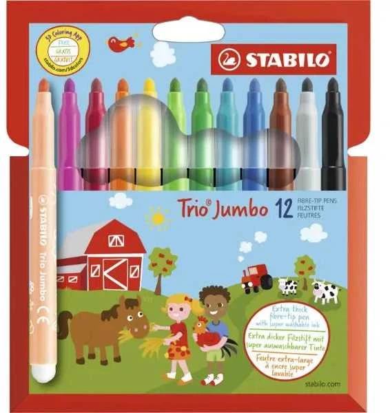 Stabilo Flomasteriai TRIO Jumbo 12sp.