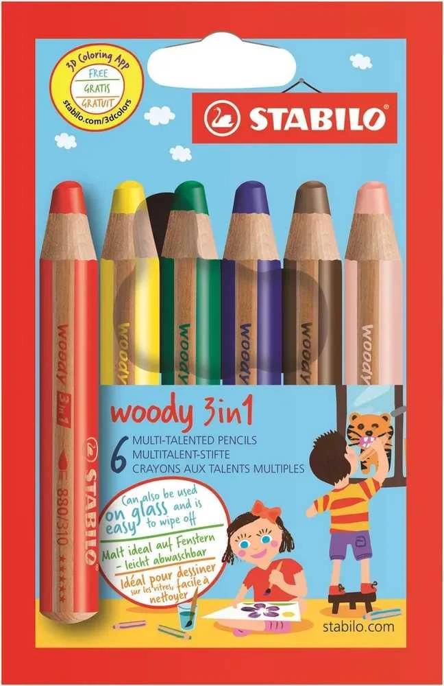Stabilo spalvoti pieštukai Woody 6 spalvos (8806)
